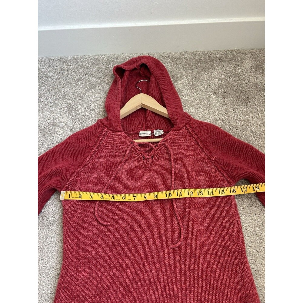 Vintage Y2K Arizona Red Knit Hooded Sweater Cotton Size M - Picture 9 of 10